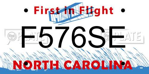 F576SE North Carolina License Plate