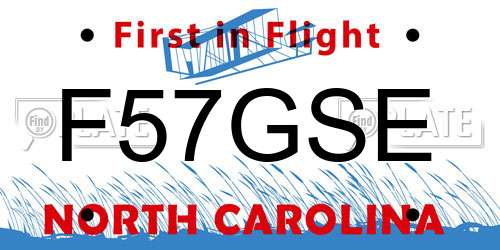 F57GSE North Carolina License Plate