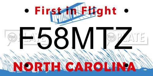 F58MTZ North Carolina License Plate