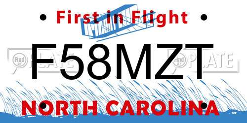 F58MZT North Carolina License Plate