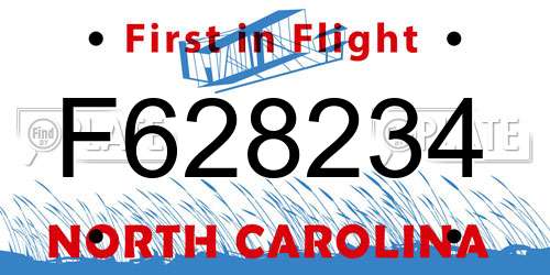 F628234 North Carolina License Plate