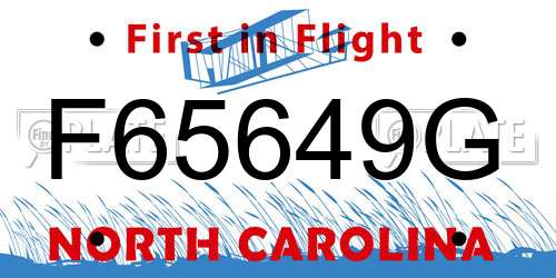 F65649G North Carolina License Plate