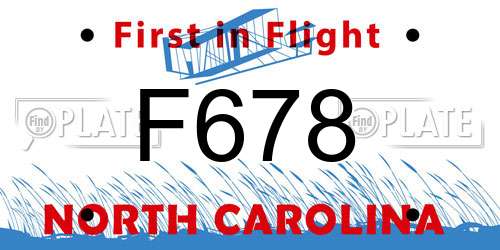 F678 North Carolina License Plate