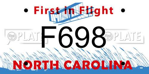 F698 North Carolina License Plate