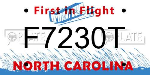F7230T North Carolina License Plate