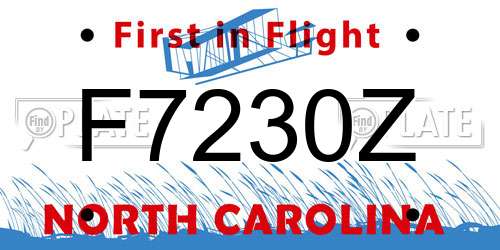 F7230Z North Carolina License Plate