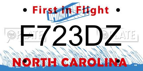 F723DZ North Carolina License Plate