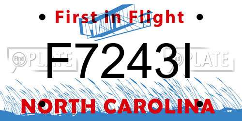 F7243I North Carolina License Plate