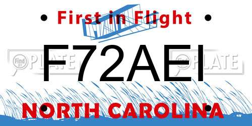 F72AEI North Carolina License Plate