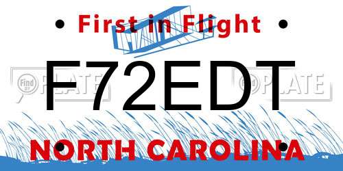 F72EDT North Carolina License Plate