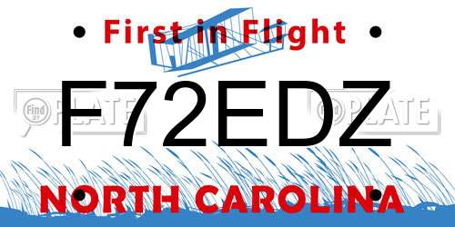 F72EDZ North Carolina License Plate
