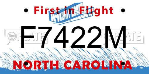 F7422M North Carolina License Plate