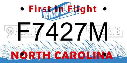 F7427M North Carolina License Plate
