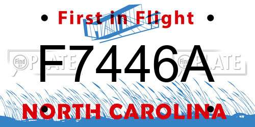 F7446A North Carolina License Plate