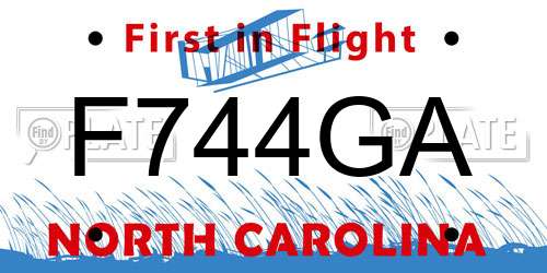 F744GA North Carolina License Plate