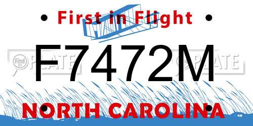 F7472M North Carolina License Plate