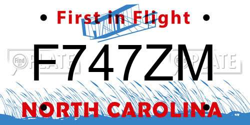F747ZM North Carolina License Plate
