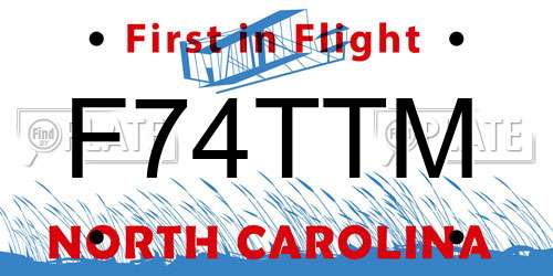 F74TTM North Carolina License Plate
