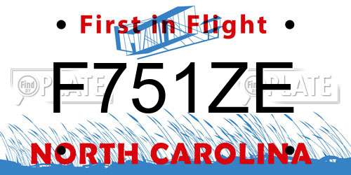 F751ZE North Carolina License Plate