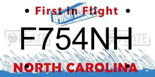 F754NH North Carolina License Plate