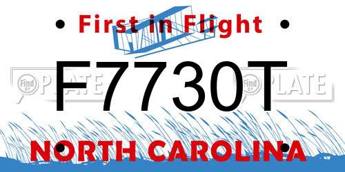 F7730T North Carolina License Plate
