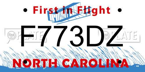 F773DZ North Carolina License Plate