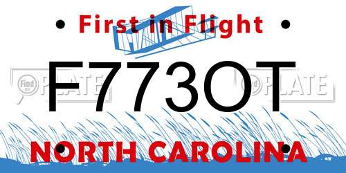 F773OT North Carolina License Plate