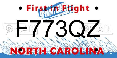 F773QZ North Carolina License Plate