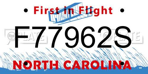F77962S North Carolina License Plate