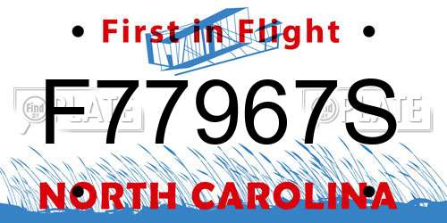 F77967S North Carolina License Plate