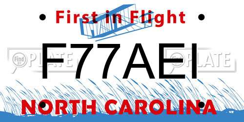 F77AEI North Carolina License Plate