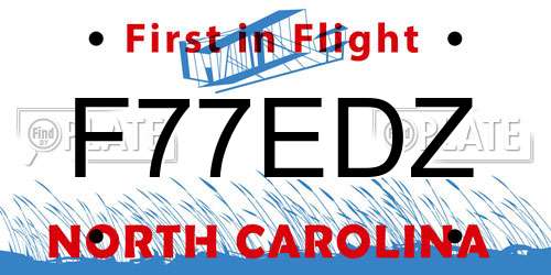 F77EDZ North Carolina License Plate