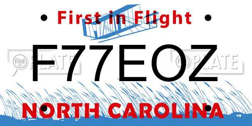 F77EOZ North Carolina License Plate