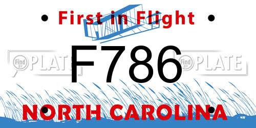 F786 North Carolina License Plate