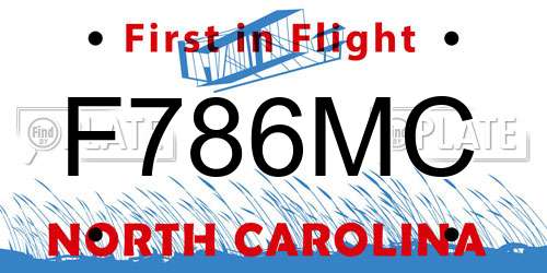 F786MC North Carolina License Plate