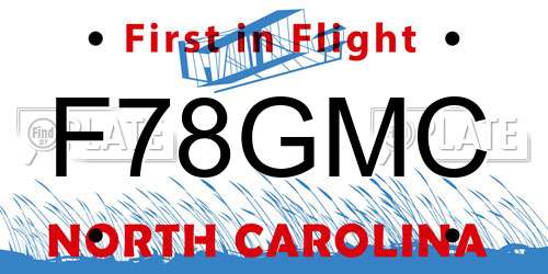 F78GMC North Carolina License Plate