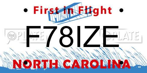 F78IZE North Carolina License Plate