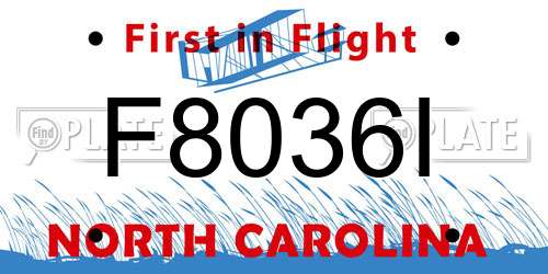 F8036I North Carolina License Plate