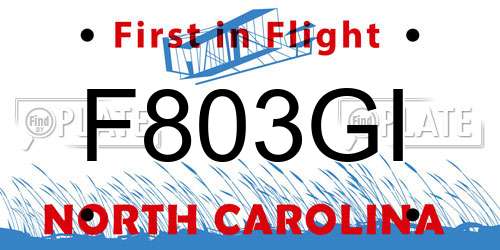F803GI North Carolina License Plate