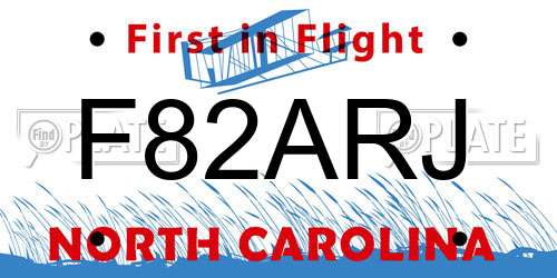 F82ARJ North Carolina License Plate