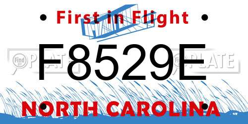 F8529E North Carolina License Plate