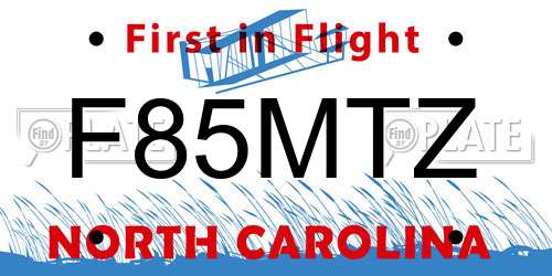 F85MTZ North Carolina License Plate
