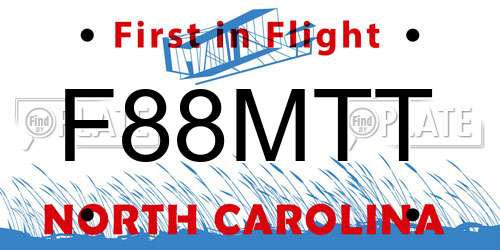 F88MTT North Carolina License Plate