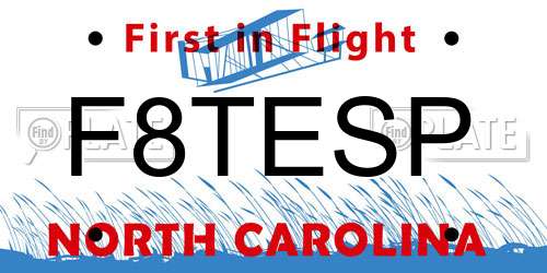 F8TESP North Carolina License Plate