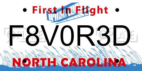 F8V0R3D North Carolina License Plate