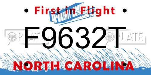 F9632T North Carolina License Plate