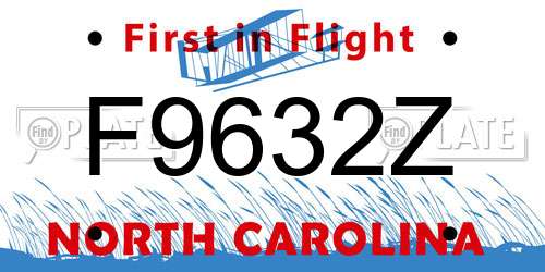 F9632Z North Carolina License Plate