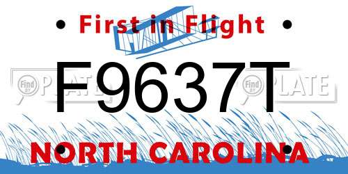 F9637T North Carolina License Plate