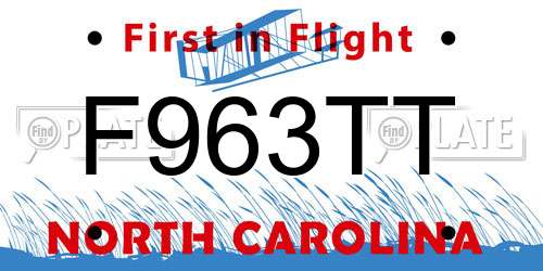 F963TT North Carolina License Plate