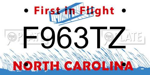 F963TZ North Carolina License Plate